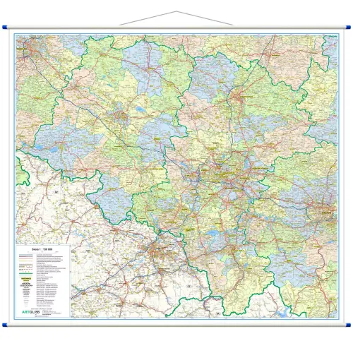 Województwo śląskie i opolskie mapa ścienna 1:150 000, 160x143 cm, ArtGlob