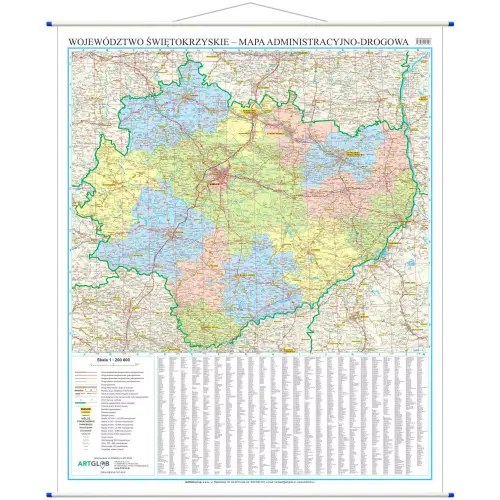 Województwo świętokrzyskie mapa ścienna 1:200 000, 86x107 cm, ArtGlob