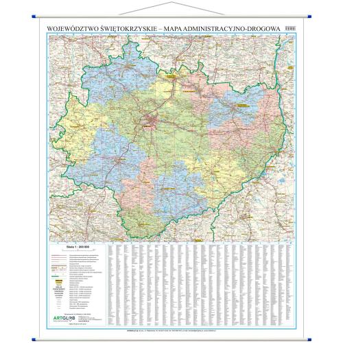 Województwo świętokrzyskie mapa ścienna 1:200 000, 86x107 cm, ArtGlob