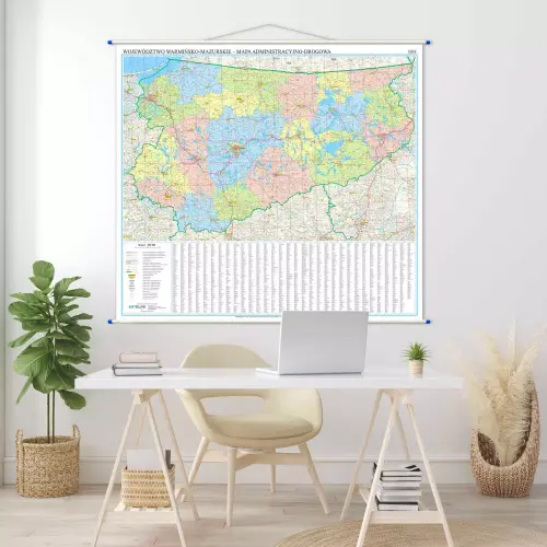 Aranż - Województwo warmińsko-mazurskie mapa ścienna 1:200 000, 129x119 cm, ArtGlob