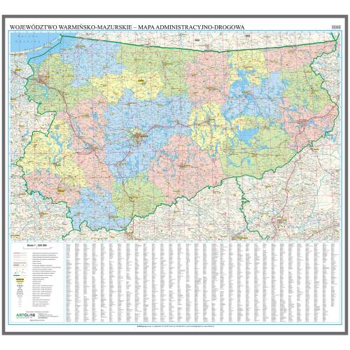 Województwo warmińsko-mazurskie mapa ścienna, ArtGlob