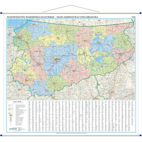 Województwo warmińsko-mazurskie mapa ścienna, ArtGlob