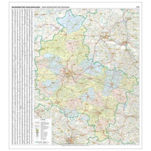 Województwo wielkopolskie. Mapa ścienna 1:200 000, 133x160 cm, SwiatMap.pl