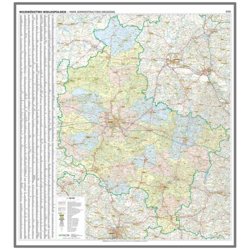 Województwo wielkopolskie. Mapa ścienna 1:200 000, 133x160 cm, SwiatMap.pl
