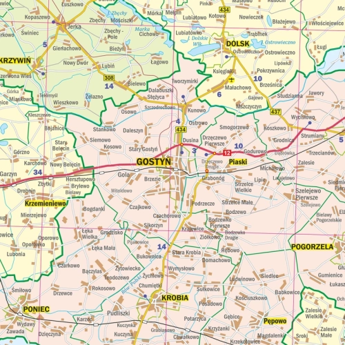 Województwo wielkopolskie. Mapa ścienna 1:200 000, 133x160 cm, SwiatMap.pl