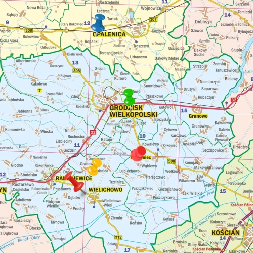 Województwo wielkopolskie. Mapa ścienna 1:200 000, 133x160 cm, SwiatMap.pl