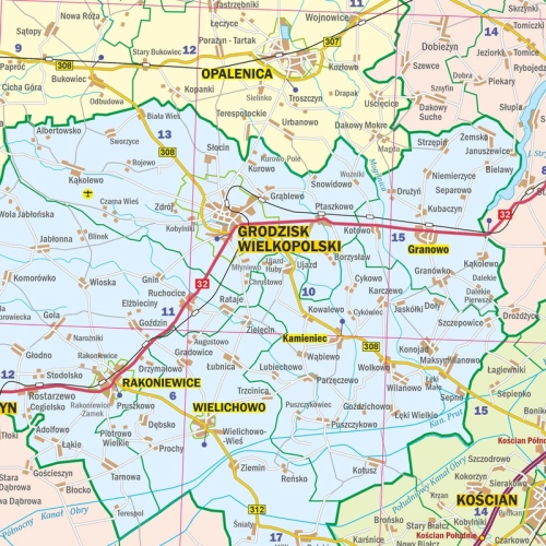 Województwo wielkopolskie. Mapa ścienna 1:200 000, 133x160 cm, SwiatMap.pl