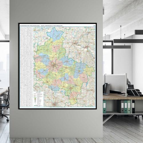Aranż - Województwo wielkopolskie mapa ścienna 1:200 000, 133x160 cm, ArtGlob