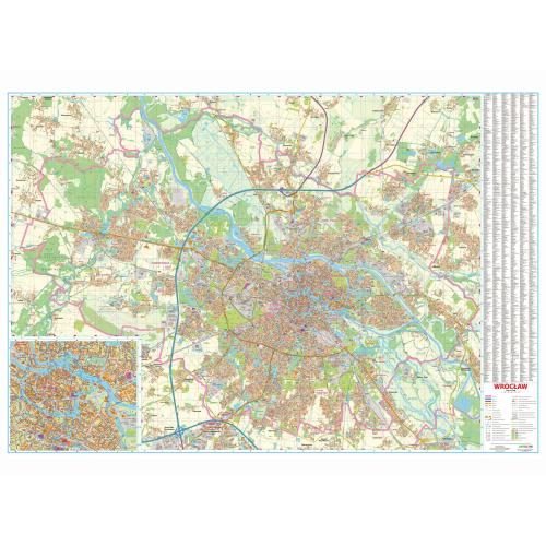 Wrocław mapa ścienna 1:15 000, 206x143 cm, ArtGlob