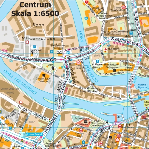 Wrocław. Mapa ścienna 1:15 000, 206x143 cm, SwiatMap.pl