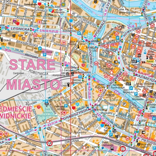 Wrocław. Mapa ścienna 1:15 000, 206x143 cm, SwiatMap.pl