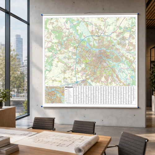/AI/ Aranż - Wrocław. Mapa ścienna 1:18 500, 150x145 cm, SwiatMap.pl
