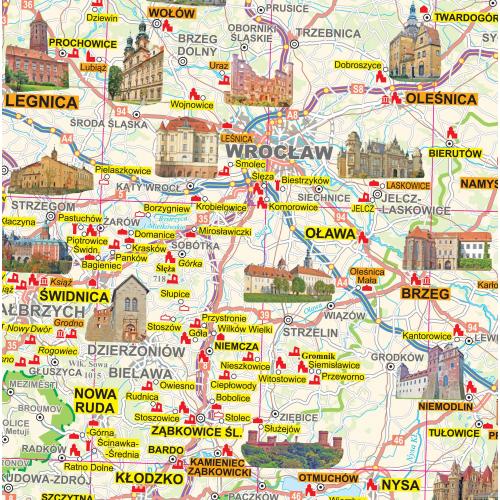 Polska mapa ścienna zamków - naklejka 1:700 000, ArtGlob
