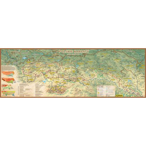 Karpaty Polskie mapa ścienna 1:260 000, 140x47,6 cm