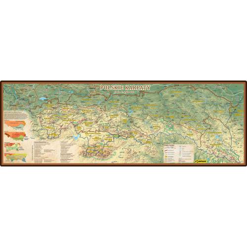 Karpaty Polskie mapa ścienna 1:260 000, 140x47,6 cm