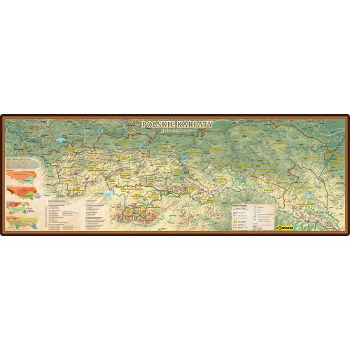 Karpaty Polskie mapa ścienna 1:370 000, 98x33,4 cm