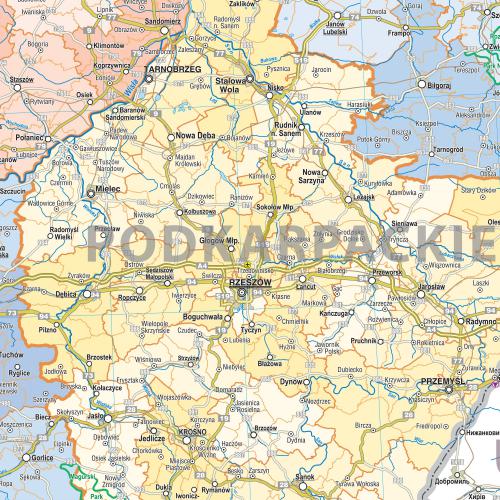 Polska administracyjno-drogowa mapa ścienna 1:500 000, 144,5x137 cm