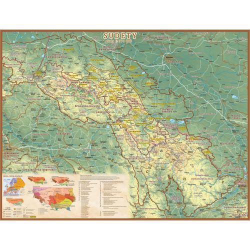 Sudety mapa ścienna 1:370 000, 78,2x59,8 cm
