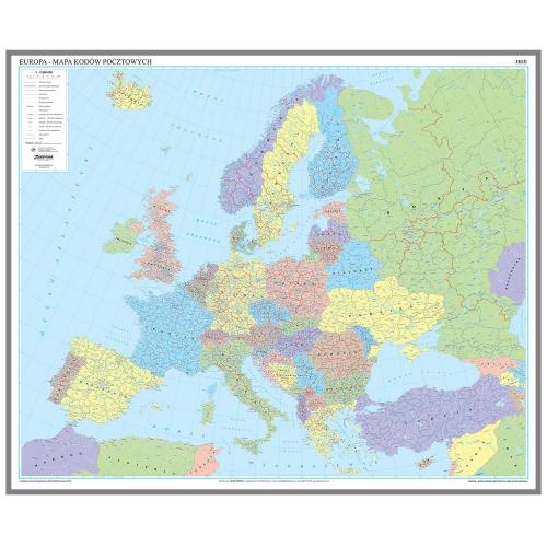 Europa mapa ścienna kodów pocztowych 1:2 500 000, 215x180 cm, EkoGraf