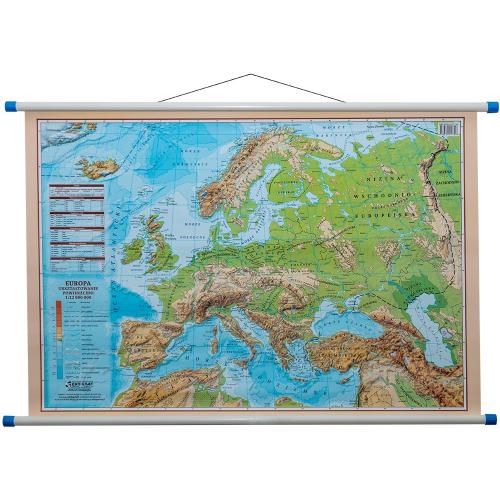 Europa mapa ścienna dwustronna polityczno - fizyczna 1:12 000 000, 58x37 cm