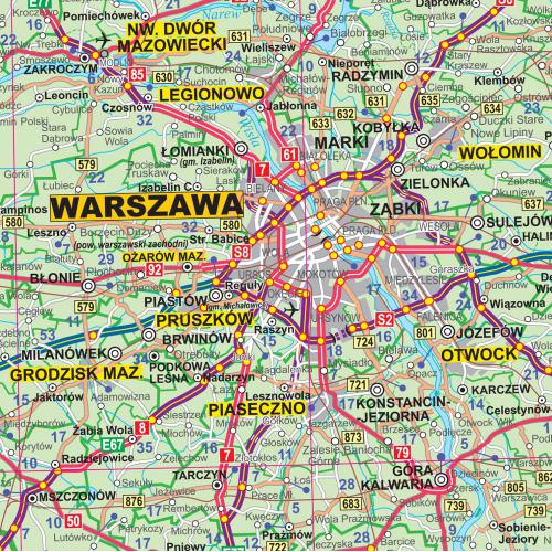 Polska mapa ścienna administracyjno-drogowa, 1:500 000, Eko-Graf