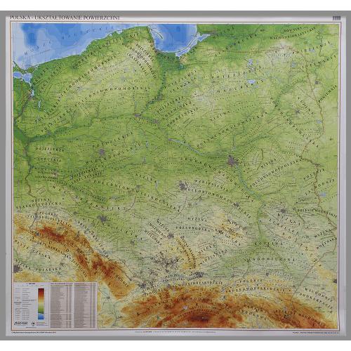Polska. Mapa ścienna fizyczna 1:500 000, 145x140 cm, EkoGraf