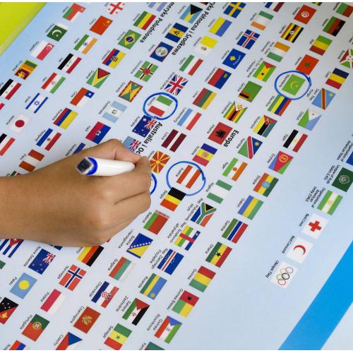 Aranż - Świat polityczny z flagami mapa - dwustronna podkładka na biurko,58x38 cm, ArtGrob