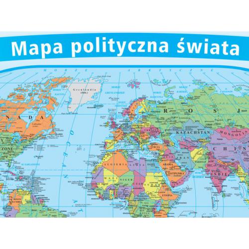 Świat polityczny z flagami mapa - dwustronna podkładka na biurko,58x38 cm, ArtGrob