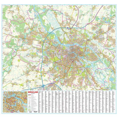 Wrocław mapa ścienna 1:20 000, 139x134 cm - EkoGraf