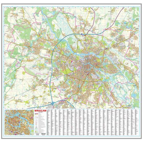 Wrocław mapa ścienna 1:20 000, 139x134 cm - EkoGraf
