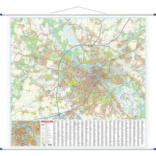 Wrocław. Mapa drogowa 1:18 500, 155x144 cm, EkoGraf