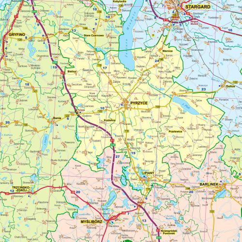 Województwo zachodniopomorskie mapa ścienna 1:200 000, 128x127 cm, EkoGraf