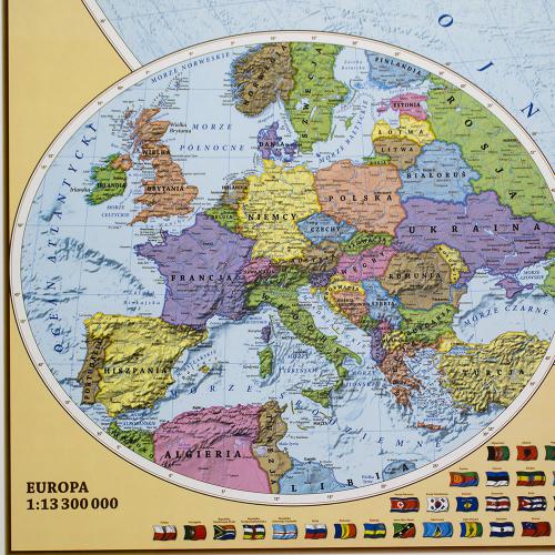 Świat. Mapa dwustronna fizyczno-polityczna, 1:25 000 000, 140x100 cm