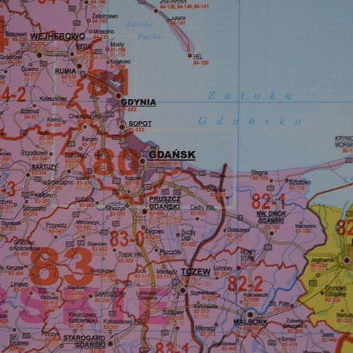 Polska. Mapa na ścianę z kodami pocztowymi 1:685 000, 126x97 cm