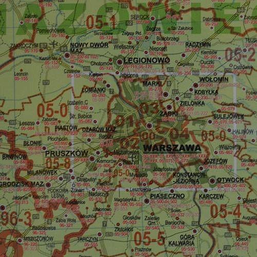 Polska. Mapa na ścianę z kodami pocztowymi 1:685 000, 126x97 cm