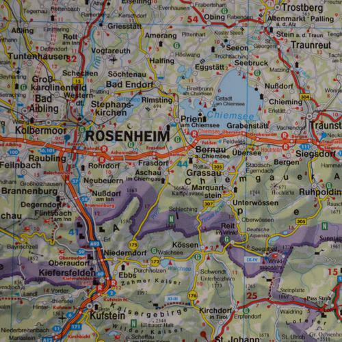 Austria. Mapa samochodowa 1:500 000, 120x88 cm