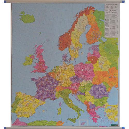 Europa. Mapa kody pocztowe 1:3 700 000, 96x114 cm