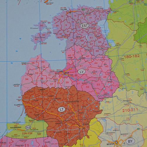Europa. Mapa kody pocztowe 1:3 700 000, 96x114 cm