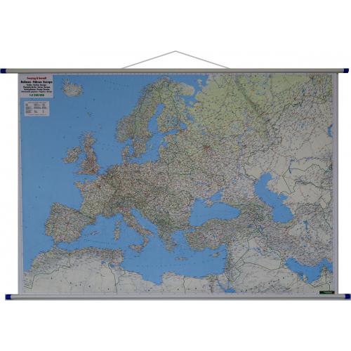 Europa mapa ścienna Koleje - Promy 1:5 500 000, 126x90 cm