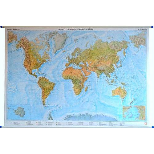 Świat. Mapa fizyczna 1:25 000 000, 166x114 cm