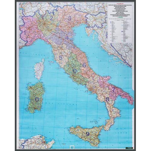 Włochy - mapa ścienna kody pocztowe 1:1 000 000, F&B