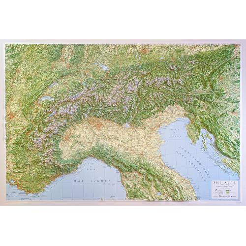 Alpy mapa ścienna plastyczna, 3D 1:1 000 000, 97x67 cm, Global Map