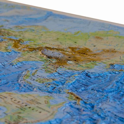 Świat mapa ścienna, 3D 1:40 000 000, 97x64 cm, Global Map