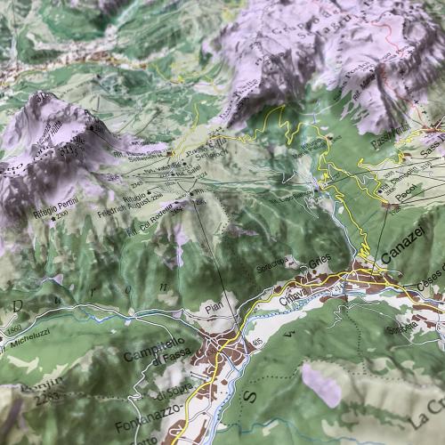 Val Gardena, Val Di Fassa mapa ścienna plastyczna, 3D 1:50 000, 67x83 cm, Global Map