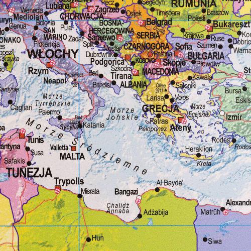 Świat polityczny mapa ścienna - naklejka