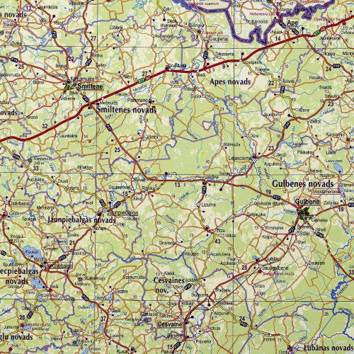 Łotwa. Mapa drogowa 1:400 000, 123x87 cm, Jana Seta