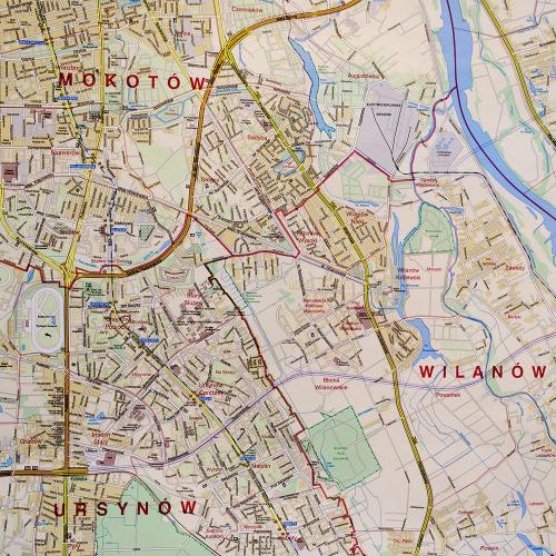 Warszawa. Mapa drogowa 1:22 500, 133x139 cm, Jokart