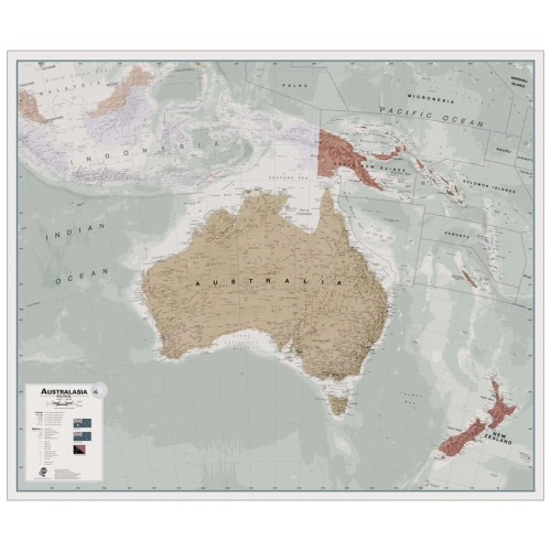 Australazja. Mapa ścienna polityczna 1:7 000 000, 121,5x101,5 cm, SwiatMap.pl