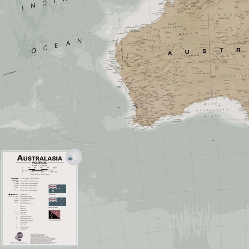Australazja. Mapa ścienna polityczna 1:7 000 000, 121,5x101,5 cm, SwiatMap.pl