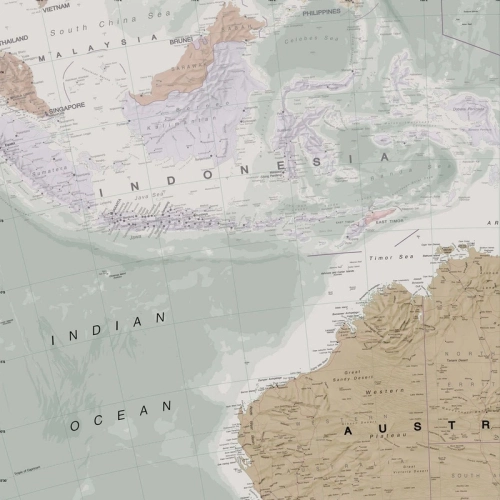 Australazja. Mapa ścienna polityczna 1:7 000 000, 121,5x101,5 cm, SwiatMap.pl